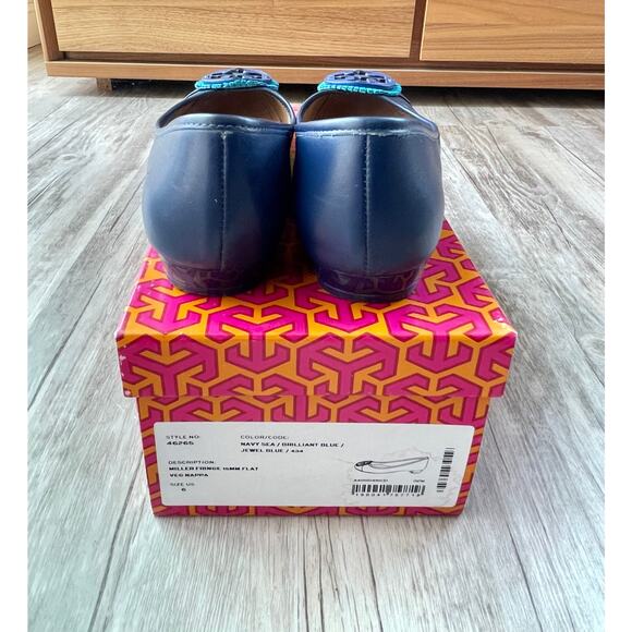 Tory Burch Navy sea/miller fringe 15mm flat size 6 - Picture 9 of 13